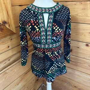 BCBGMaxAzria‎ Colourful Top Retro 60’s Women’s XS Psychedelic Festival Dopamine